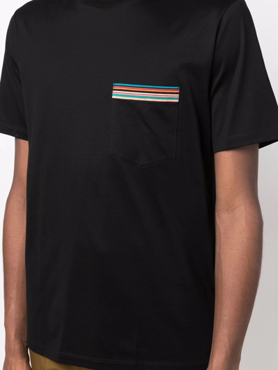 Paul Smith Black 'signature Stripe' Pocket T-shirt In Schwarz
