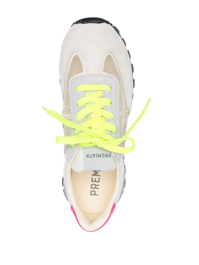 Shop Premiata Panelled Lace-up Sneakers In Grau
