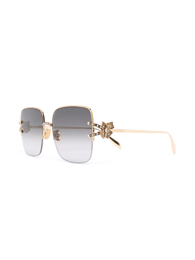 Shop Alexander Mcqueen Oversize Square-frame Sunglasses In Gold