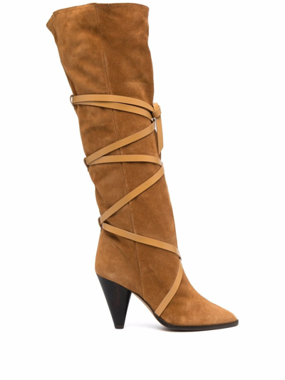 Shop Isabel Marant Lace-up Suede Boots In Nude
