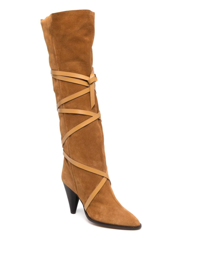 Shop Isabel Marant Lace-up Suede Boots In Nude