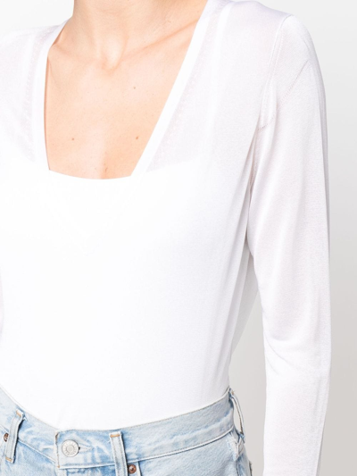 Shop Sapio Semi-sheer Fine-knit Jumper In Weiss