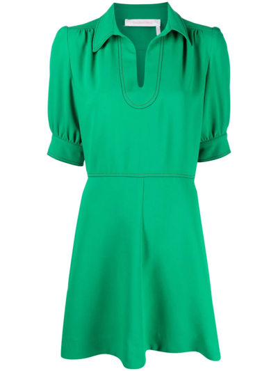 Shop See By Chloé U-neck Short-sleeve Dress In Green