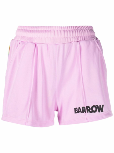Shop Barrow Logo-print Mini Shorts In Rosa