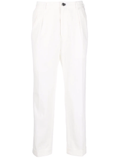 Shop Incotex Mid-rise Straight-leg Trousers In Weiss
