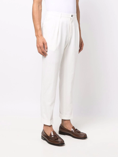 Shop Incotex Mid-rise Straight-leg Trousers In Weiss