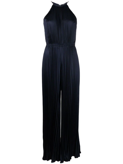 Shop Michael Michael Kors Pleated Chain-neck Jumpsuit In Blau