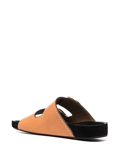 Isabel Marant Lennyo Studded Leather Sandals In Braun