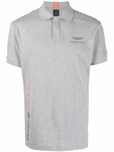 Shop Hackett Aston Martin Racing Moto Polo Shirt In Grau