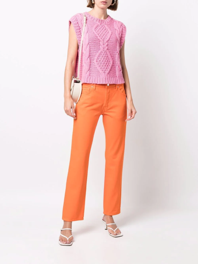 Shop Frame Le Slouch Straight Mid-rise Straight-leg Jeans In Orange