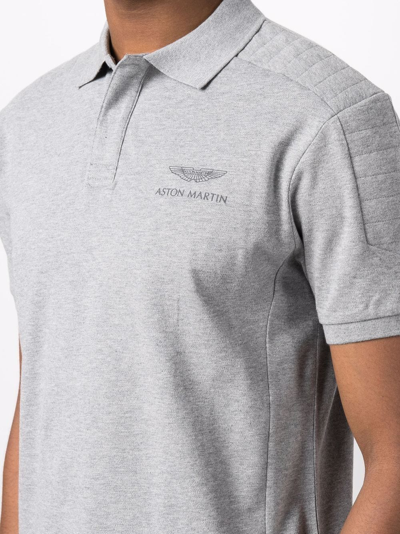 Shop Hackett Aston Martin Racing Moto Polo Shirt In Grau