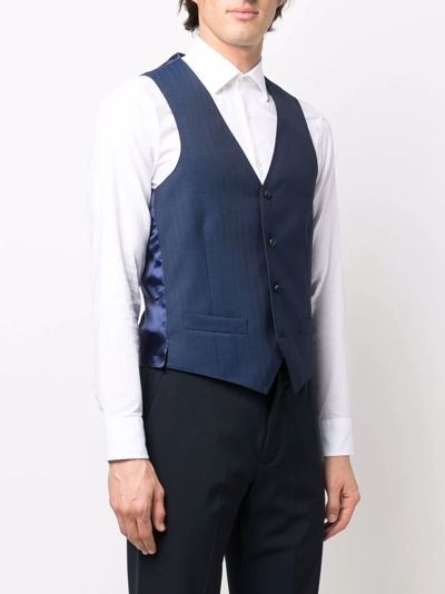 Shop Luigi Bianchi Mantova Check-pattern Waistcoat In Blau