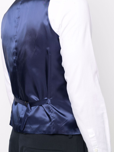 Shop Luigi Bianchi Mantova Check-pattern Waistcoat In Blau