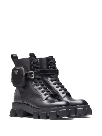 Prada Cai Xukun Also Decorates Small Bags Of Military Style Boots With Ankle Wrapping. In Black