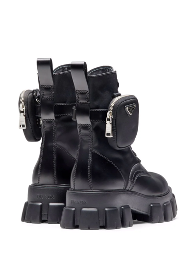 Prada Leather Combat Boots In Black | ModeSens