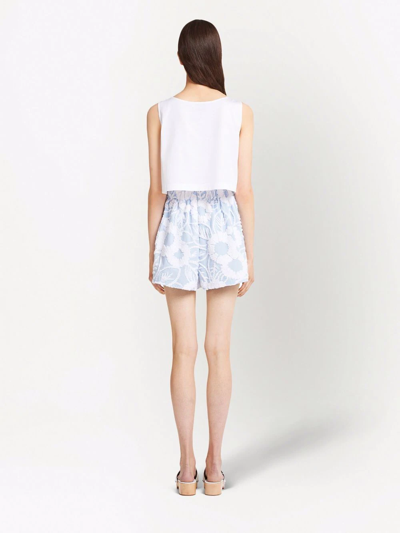 Prada Floral Embroidered Shorts In Blau