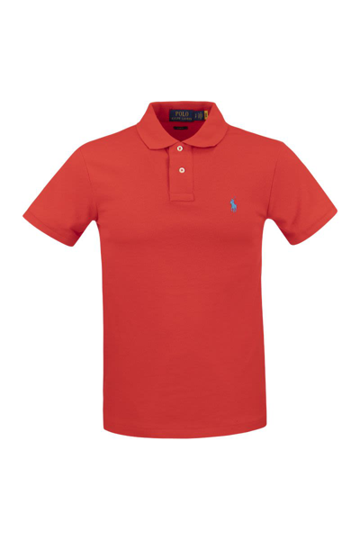 Shop Ralph Lauren Polo  Slim-fit Pique Polo Shirt In Red