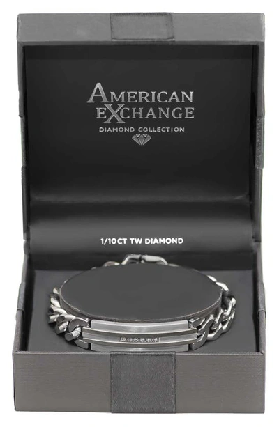 Shop American Exchange Stainless Steel Diamond Curb Chain Bracelet In Silver/ Silver