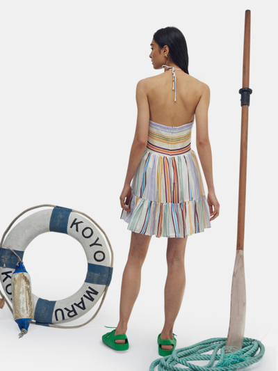 Shop Alemais Axum Tuck Front Mini Dress In Stripe