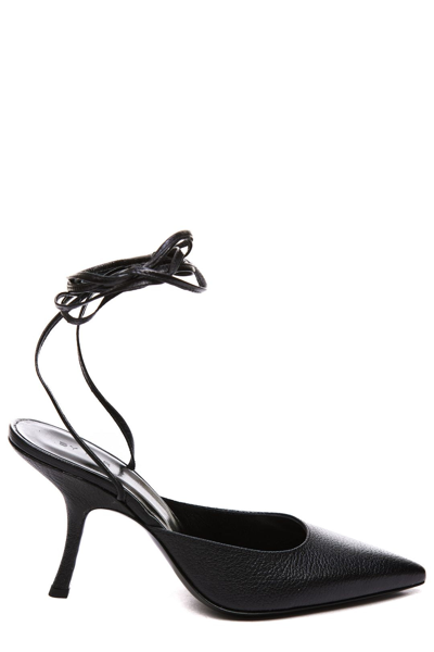 Shop By Far Pointed Toe Slingback Pumps In Black