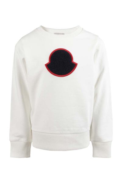 Shop Moncler Enfant Logo Patch Crewneck Sweatshirt In White