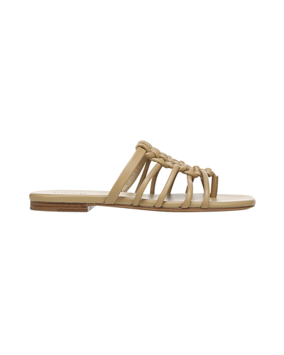 Shop Vince Dae Woven Leather Flat Sandals In Dune
