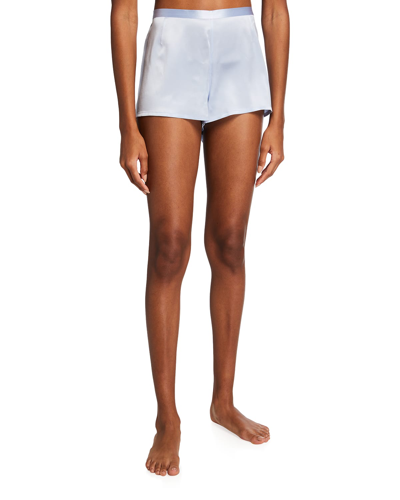 Shop La Perla Silk Side-button Lounge Shorts In Azure