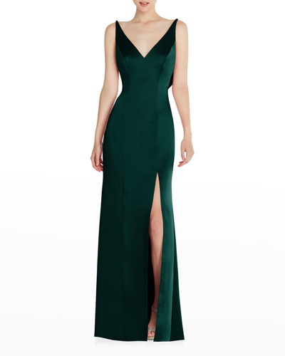 Shop After Six Draped Cowl-back Sleeveless Gown In Evergreen