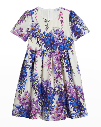 Shop Dolce & Gabbana Girl's Poplin Wisteria Dress In Poplin Wisteria P