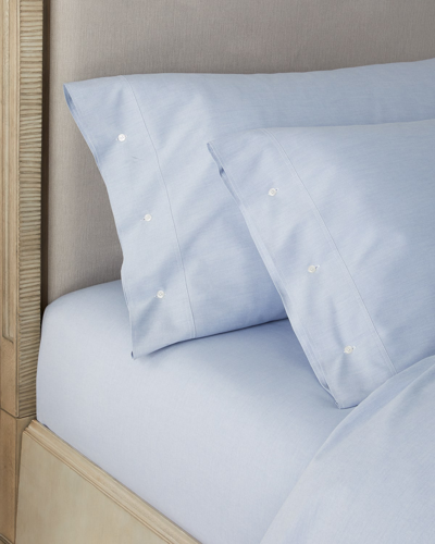 Shop Ralph Lauren Workshirt Chambray Standard Pillow Case In Blue