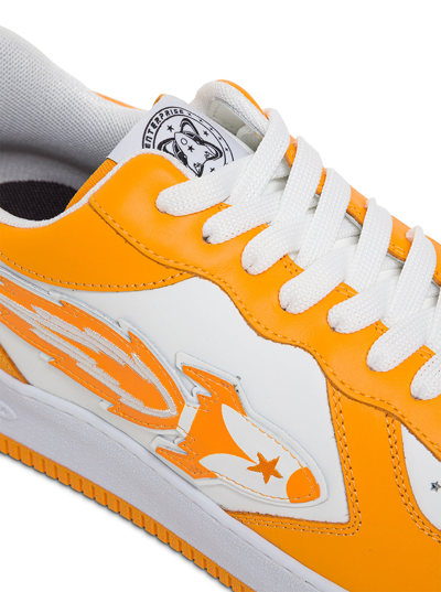 Shop Enterprise Japan Man's Rocket Low Leather Sneakers With Logo In Orange