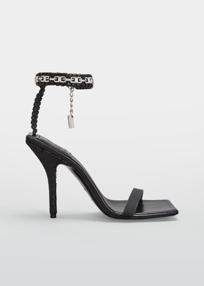 Shop Givenchy Woven Chain Ankle-strap Stiletto Sandals In Black