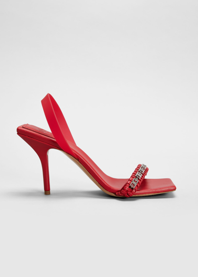 Shop Givenchy Woven Chain Halter Slingback Sandals In Dark Red