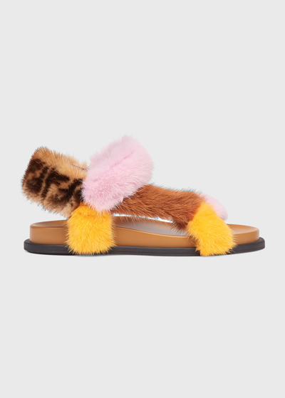 Shop Fendi Mink Colorblock Sporty Sandals In F1h15 Pand Lio Ta