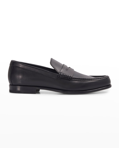 Shop Paul Stuart Men's Mason Leather Penny Loafers In Black Calf