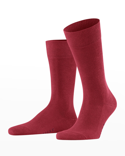 Shop Falke Men's Family Cotton Mid-calf Socks In Scarlett
