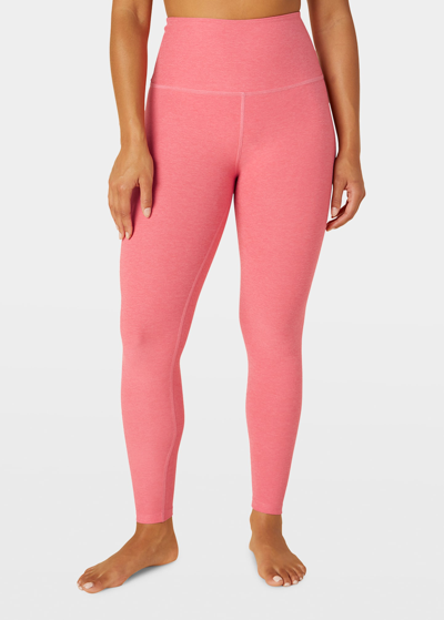 Shop Beyond Yoga Caught In The Midi High-waist Space-dye Leggings In Pink Crush Rose