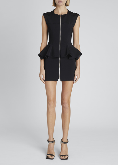 Shop Givenchy Peplum Square-neck Mini Dress In Black
