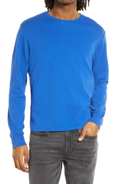 Shop Frame Cotton Duofold Long Sleeve Cotton T-shirt In Reflex Blue
