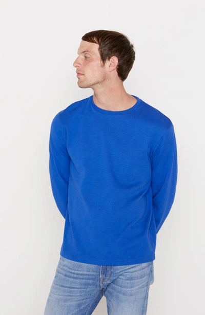 Shop Frame Cotton Duofold Long Sleeve Cotton T-shirt In Reflex Blue