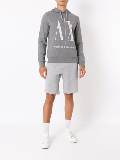 Shop Armani Exchange Logo-print Pullover Hoodie In Grey