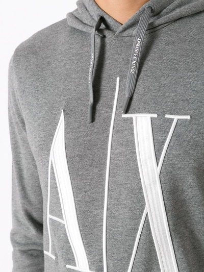 Shop Armani Exchange Logo-print Pullover Hoodie In Grey
