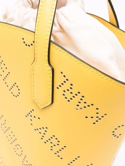 Shop Karl Lagerfeld Small K/punched Logo Tote In Yellow