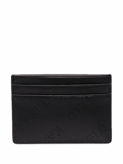 Shop Karl Lagerfeld Punched-logo Leather Cardholder In Black
