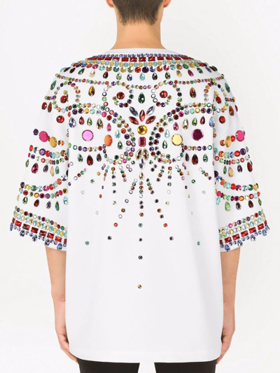 Dolce & Gabbana Crystal-embellished Short-sleeve T-shirt In White