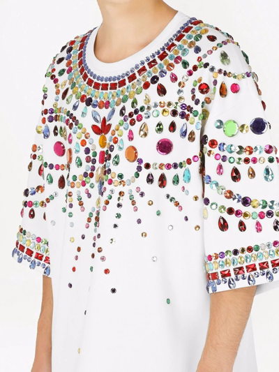 Dolce & Gabbana Crystal-embellished Short-sleeve T-shirt In White