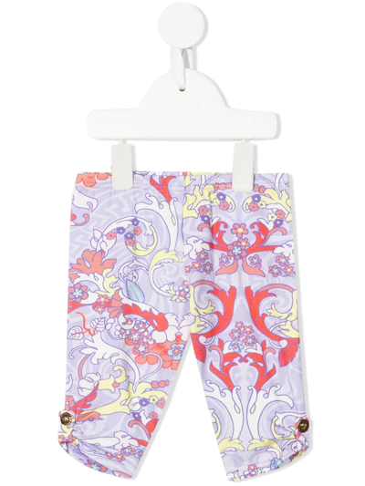 Shop Versace Baroque-pattern Print Leggings In Purple