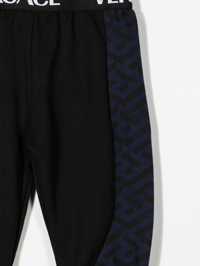 Shop Versace Logo-waistband Sweatpants In Black