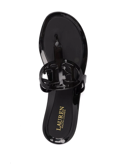 Shop Lauren Ralph Lauren Cut-out Logo Sandals In Black