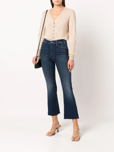 Shop Mother High-waisted Flared Crop Jeans In Blau